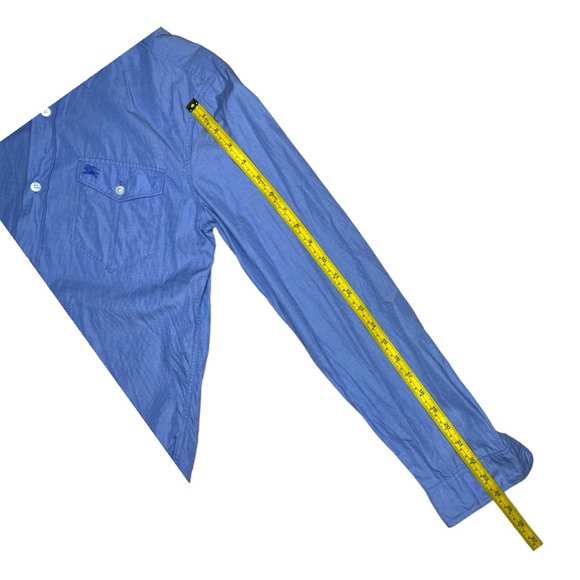 BURBERRY Men's Blue Linen Long Sleeve Button Down Shirt US S - Picture 10 of 11